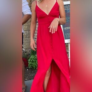 Red Abercrombie Button Front Midi Maxi Dress XS